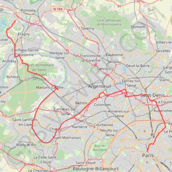 Itinéraire Paris (Chatelet) - Cergy, distance, dénivelé, altitude, carte, profil, trace GPS
