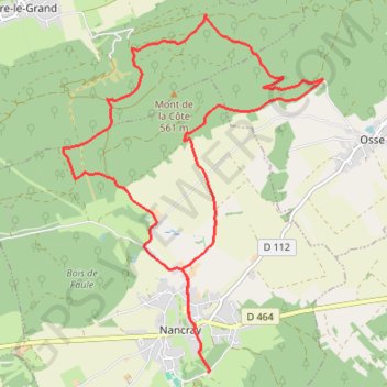 Itinéraire Nancray - Mont de la Côte, distance, dénivelé, altitude, carte, profil, trace GPS