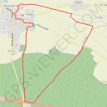 Itinéraire Marche à Courçon, distance, dénivelé, altitude, carte, profil, trace GPS