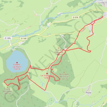 Itinéraire Besse Puy Montchal Lac Pavin, distance, dénivelé, altitude, carte, profil, trace GPS