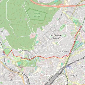 Itinéraire Chemin de Compostelle - Antony à Igny par la vallée de la Bièvre, distance, dénivelé, altitude, carte, profil, trace GPS