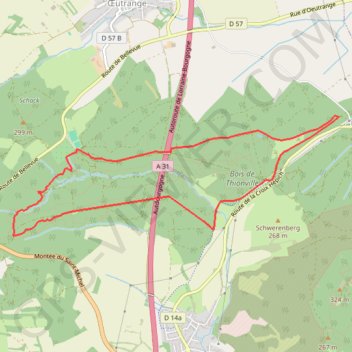 Itinéraire CIRCUIT DU BOIS DE THIONVILLE, distance, dénivelé, altitude, carte, profil, trace GPS