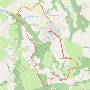 Itinéraire Montemboeuf sentier de Beaussac, distance, dénivelé, altitude, carte, profil, trace GPS