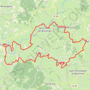 Itinéraire En Brionnais - Anzy-le-Duc, distance, dénivelé, altitude, carte, profil, trace GPS