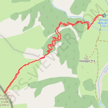 Itinéraire Refuge Jervis - Col Lacroix, distance, dénivelé, altitude, carte, profil, trace GPS