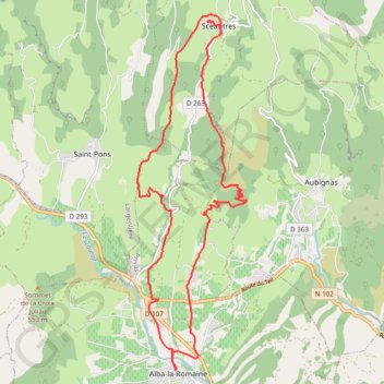 Itinéraire D'Alba-la-Romaine au Neck de Sceautres : un très grand voyage dans le temps, distance, dénivelé, altitude, carte, profil, trace GPS