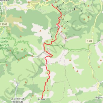 Itinéraire Raid-4J 1° Jour - Auvare, distance, dénivelé, altitude, carte, profil, trace GPS