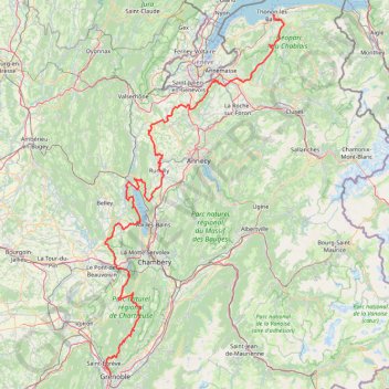 Itinéraire Chemins du soleil - Thonon les bains - Grenoble, distance, dénivelé, altitude, carte, profil, trace GPS