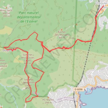 Itinéraire Rando esterel, distance, dénivelé, altitude, carte, profil, trace GPS
