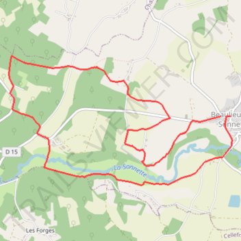 Itinéraire Beaulieu sentier de Sansac, distance, dénivelé, altitude, carte, profil, trace GPS