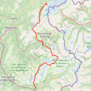 Itinéraire Du nid d'aigle à Modane, distance, dénivelé, altitude, carte, profil, trace GPS