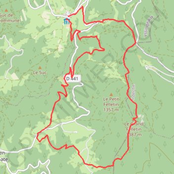 Itinéraire Le Grand Felletin (07), distance, dénivelé, altitude, carte, profil, trace GPS