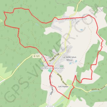 Itinéraire Moux en Morvan, distance, dénivelé, altitude, carte, profil, trace GPS