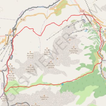 Itinéraire Pic Negre d'Envalira, distance, dénivelé, altitude, carte, profil, trace GPS