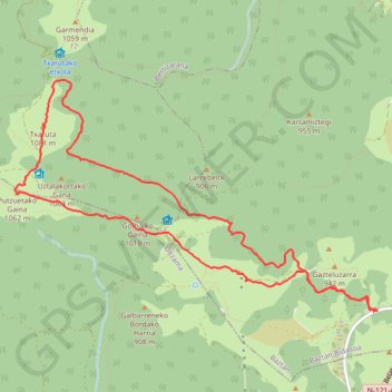 Itinéraire Txaruta depuis Belate, distance, dénivelé, altitude, carte, profil, trace GPS