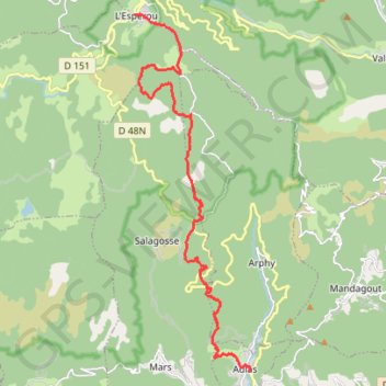 Itinéraire Chemin de Saint Guilhem - Etape 5, distance, dénivelé, altitude, carte, profil, trace GPS