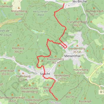 Itinéraire Sentier Herrenwald à Saint Louis, distance, dénivelé, altitude, carte, profil, trace GPS