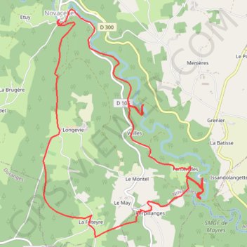 Itinéraire NOVACELLES - Issandolanges, distance, dénivelé, altitude, carte, profil, trace GPS