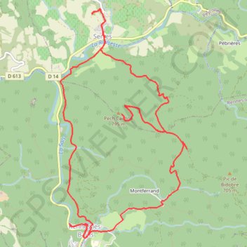 Itinéraire Autour du Pech Cardou - De Serres à Rennes-les-Bains, distance, dénivelé, altitude, carte, profil, trace GPS