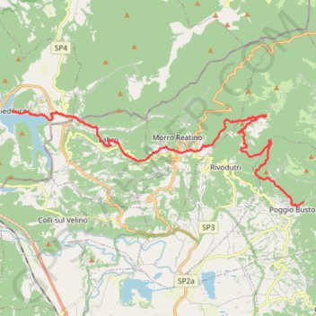 Itinéraire De Poggio Bustone à Piediluco, distance, dénivelé, altitude, carte, profil, trace GPS