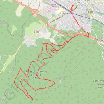 Itinéraire Raon-l'Étape - Cimetière des Allemands et col de Trace, distance, dénivelé, altitude, carte, profil, trace GPS
