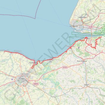 Itinéraire GR 223 De Berville-sur-Mer (Eure) à Ver-sur-Mer (Calvados) (2021), distance, dénivelé, altitude, carte, profil, trace GPS
