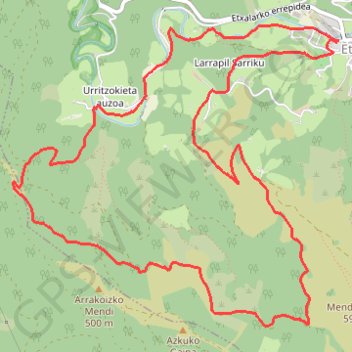 Itinéraire Reco pied du Mendizorrotz depuis Etxalar, distance, dénivelé, altitude, carte, profil, trace GPS