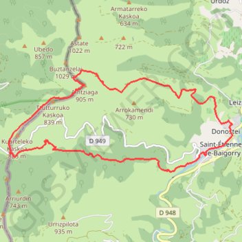Itinéraire Col d'Ispéguy et les crêtes depuis Saint-Étienne-de-Baïgorry, distance, dénivelé, altitude, carte, profil, trace GPS