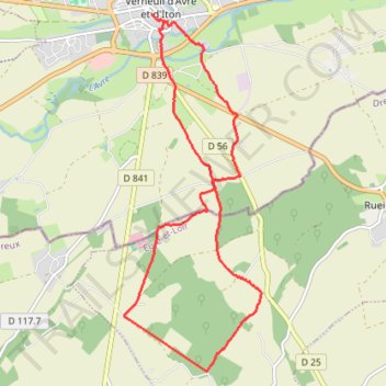 Itinéraire Verneuil-sur-Avre, distance, dénivelé, altitude, carte, profil, trace GPS