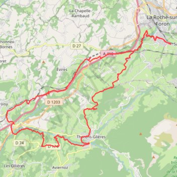 Itinéraire Saint Sixt - Thorens - Croisy, distance, dénivelé, altitude, carte, profil, trace GPS