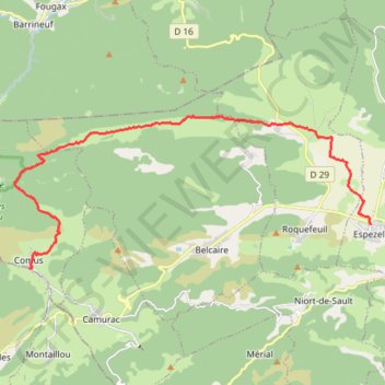Itinéraire Sentier Cathare - De Comus à Espezel, distance, dénivelé, altitude, carte, profil, trace GPS