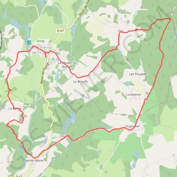 Itinéraire Saint pierre de frugie, distance, dénivelé, altitude, carte, profil, trace GPS