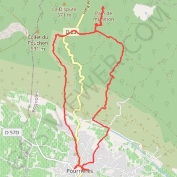 Itinéraire Le Pain de Munition - Pourrières - 83, distance, dénivelé, altitude, carte, profil, trace GPS