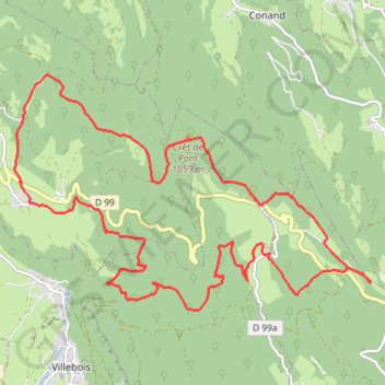 Itinéraire Col de Portes (01) 21Km, distance, dénivelé, altitude, carte, profil, trace GPS