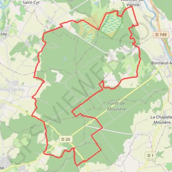 Itinéraire Forêt de Moulière, distance, dénivelé, altitude, carte, profil, trace GPS