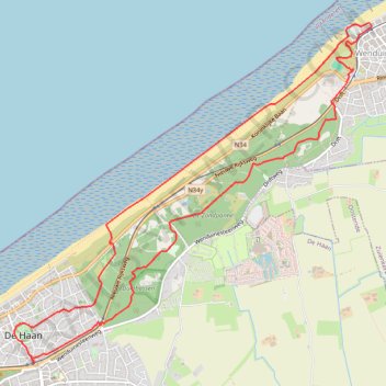 Itinéraire Duinbossen-De Haan, distance, dénivelé, altitude, carte, profil, trace GPS