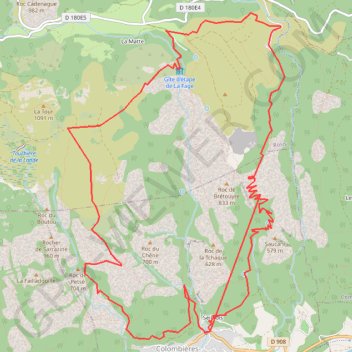 Itinéraire Colombieres, distance, dénivelé, altitude, carte, profil, trace GPS