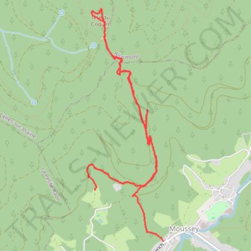 Itinéraire Moussey - Tête-du-Coquin, distance, dénivelé, altitude, carte, profil, trace GPS
