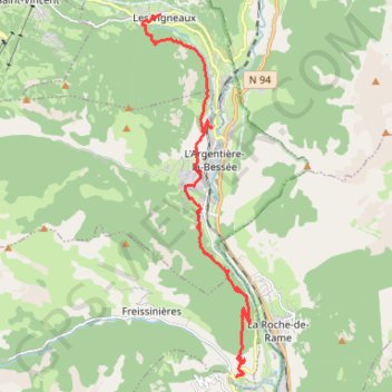 Itinéraire Les Vigneaux-Pallon (Sentier vers Saint-Jacques-de-Compostelle), distance, dénivelé, altitude, carte, profil, trace GPS