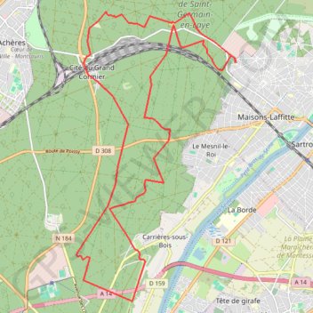Itinéraire Forêt de Saint-Germain-en-Laye, distance, dénivelé, altitude, carte, profil, trace GPS