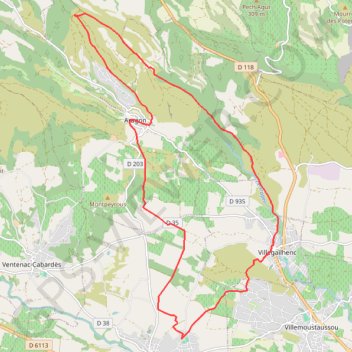 Itinéraire Pennautier - Aragon, distance, dénivelé, altitude, carte, profil, trace GPS