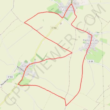 Itinéraire Bullecourt - Riencourt - Hendecourt, distance, dénivelé, altitude, carte, profil, trace GPS