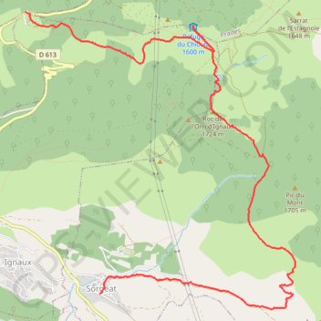 Itinéraire Ax Col du Chioula à Sorgeat, distance, dénivelé, altitude, carte, profil, trace GPS