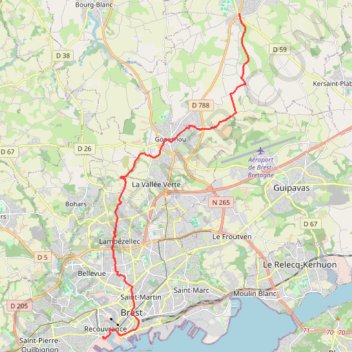Itinéraire De Brest à Plabennec, distance, dénivelé, altitude, carte, profil, trace GPS