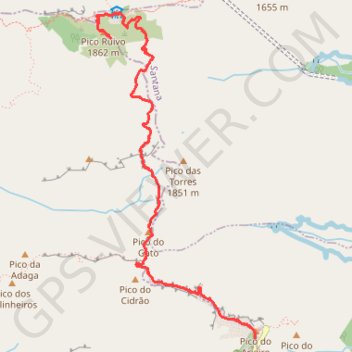 Itinéraire PR1 Pico do Arieiro - Pico Ruivo, distance, dénivelé, altitude, carte, profil, trace GPS