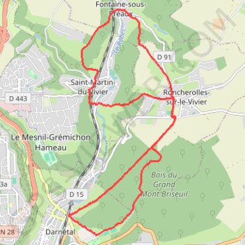 Itinéraire Darnetal, distance, dénivelé, altitude, carte, profil, trace GPS