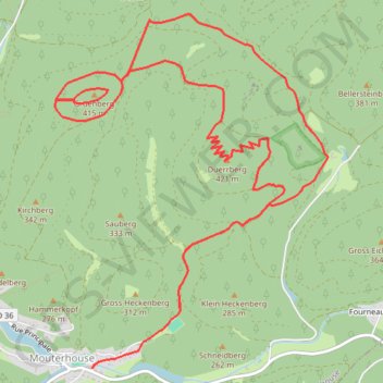 Itinéraire A la découverte du Gruenberg et du Duerrbergkopf, distance, dénivelé, altitude, carte, profil, trace GPS