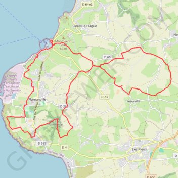 Itinéraire Balade hivernale canton des Pieux - Diélette, distance, dénivelé, altitude, carte, profil, trace GPS