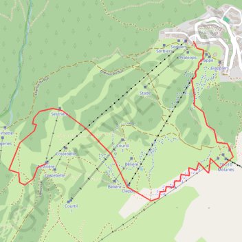 Itinéraire Pra Loup descente d'initiation, distance, dénivelé, altitude, carte, profil, trace GPS