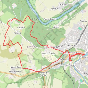 Itinéraire Châteaulin bois du Chap, distance, dénivelé, altitude, carte, profil, trace GPS
